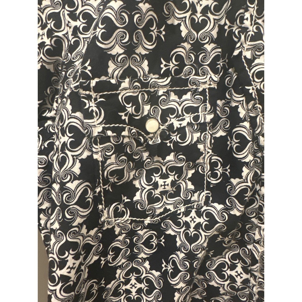 Cruel Girl Western Shirt Medium Black White Print Long Sleeve pearl snap horse - Picture 2 of 7